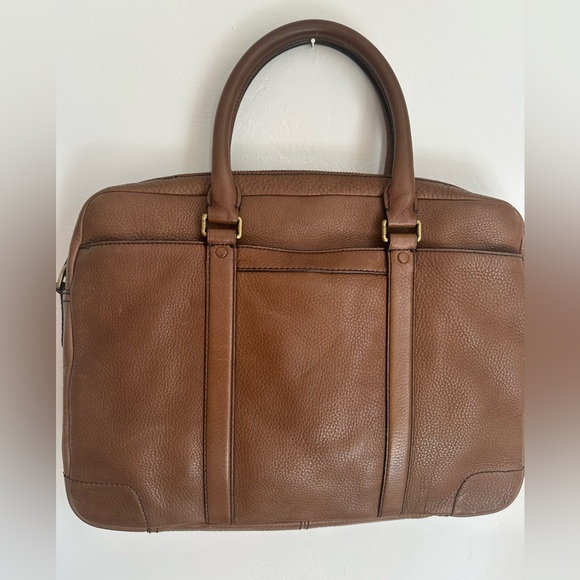 Coach brown leather briefcase bag with strap - Picture 2 of 12